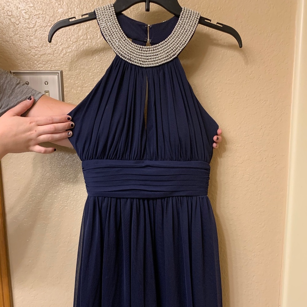 Windsor Navy Blue and Pearl Evening Dress